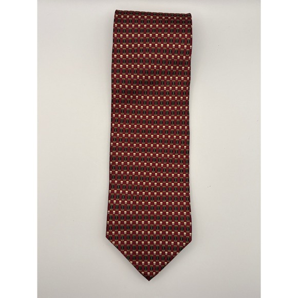 Louis Feraud Other - Louis Feraud Paris Men‎ Silk Necktie Red Gold Black Geometric Pattern Designer